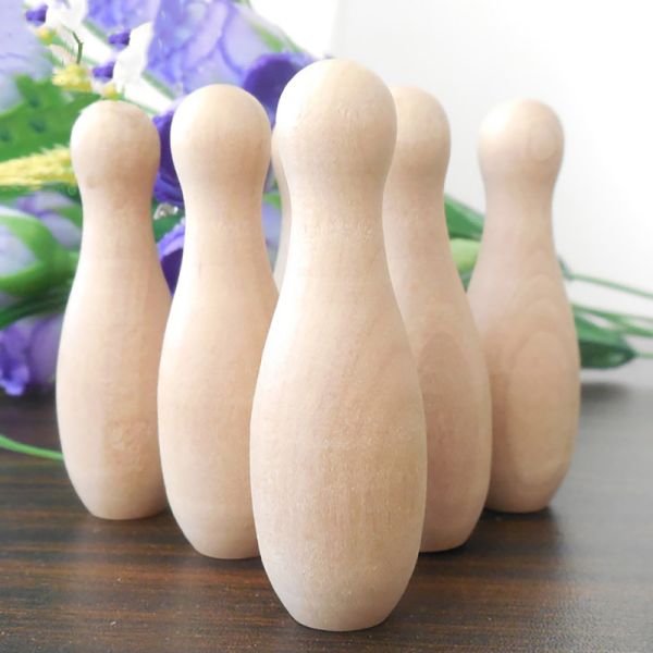 Jouet de bowling en bois artisanal non fini Enfants adultes Jeu de bowling en bois vintage