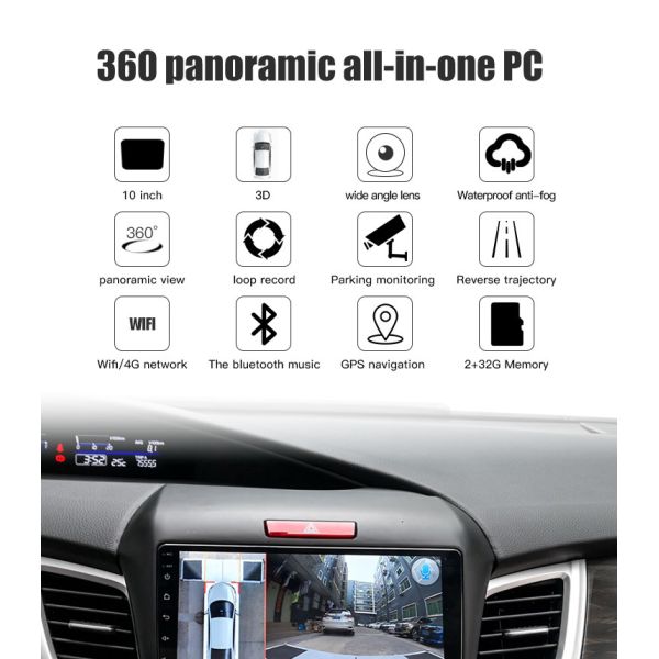 Night Vision and G-Sensor Smart Car DVR Dash Cam – 360 camera kit with 10inch monitor 