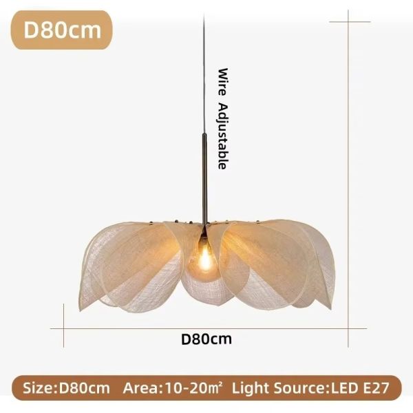 French Fabric Ceiling Pendant Lights Japanese Wabi Sabi Flower Chandelier (WH-VP-306)