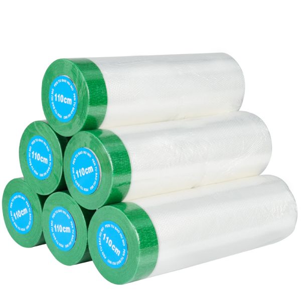 PE Plastic Film Transparent Crepe Paper Spray Painting Covering Car Taped Masking Film