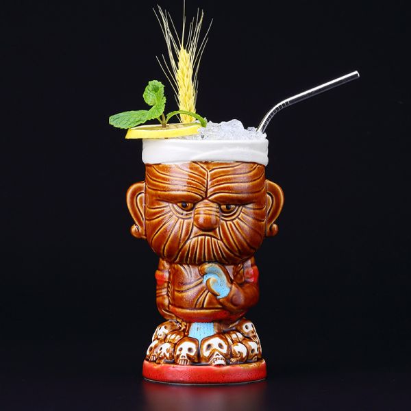 Canecas criativas de cerâmica tiki caneca de coquetel havaiana de porcelana cerveja caneca de vinho utensílios para beber