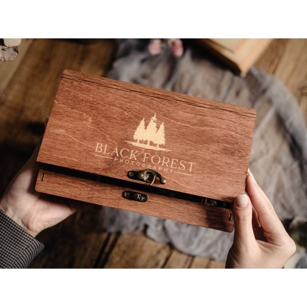 Boîte à photos d'album en bois Boîte à photos de mariage pour cadeau de mariage/photographie/promotion de l'entreprise