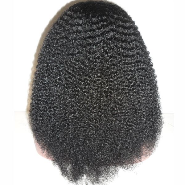 Natural Black Top Quality Kinky Curl Texture Peruvian Remy Hair Wigs
