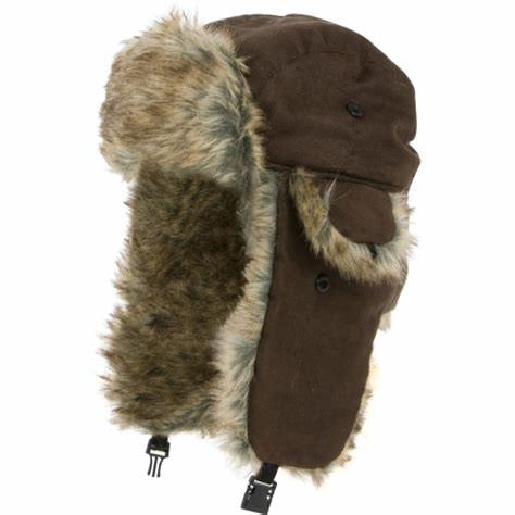 Mens Fake Trapper Ski Wool Winter Hat For Fingerless Glove Strings Buckle Closure