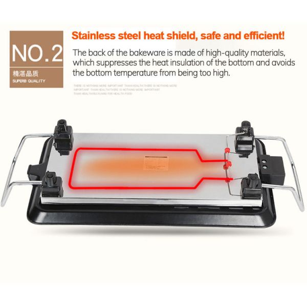 Square 1400 Watt Smoke Free Electric Grill 50-240 Degree