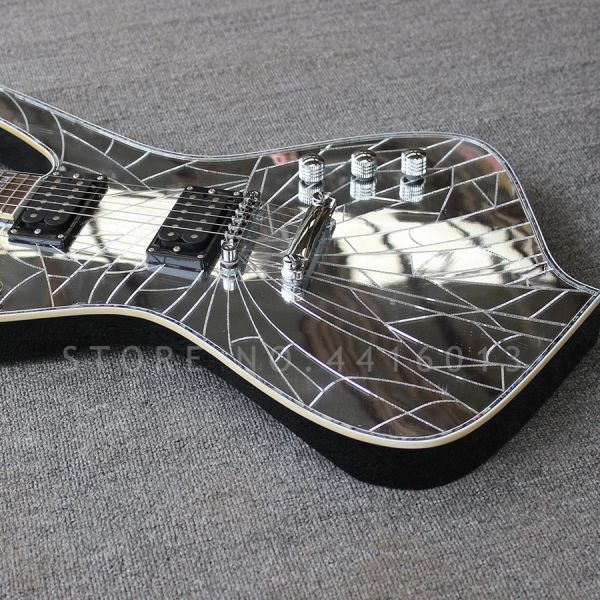 Custom Purple Gold Sliver Cracked Mirror ICEMAN Stanley Electric Guitar Abalone & Cream Body Binding Guitar