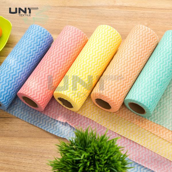Linha ondulada limpezas de limpeza não tecidas de Spunlace para limpezas molhadas da cozinha