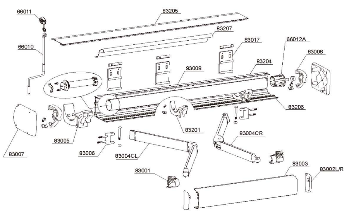 Dossel retrátil de alta qualidade motorizado do toldo da gaveta completa