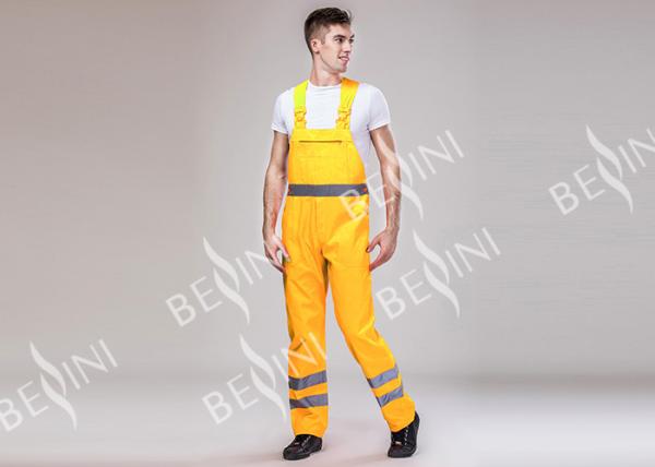 Double Stitching Safety Work Clothes High Visable Orange Jacket Bib Pants Suit