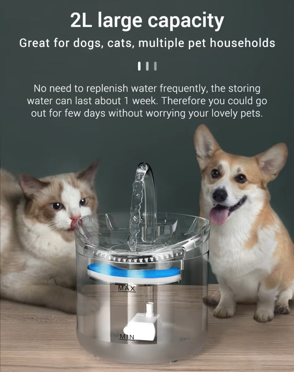 2L Smart Automatic Pet Water Fountain Pet Drinking Dispenser