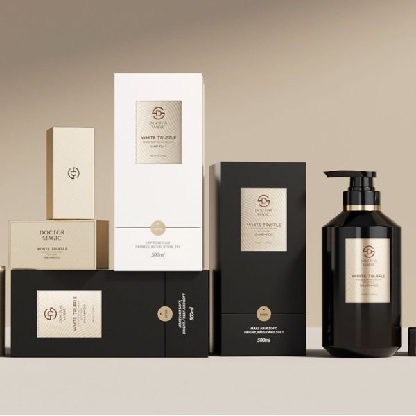 3 Bottle Rigid Roll on Perfume Box in Gold Black Luxury Cosmetic Packaging Box with Magnetic Closure