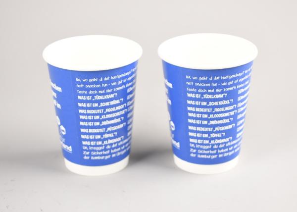 Blue Branded Coffee Cups Disposable Hot Beverage Cups 8oz 12oz 16oz Size