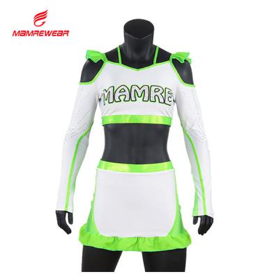 Special Cut Cheer Dance Clothes Green High School Cheer Uniforms Dry Fit