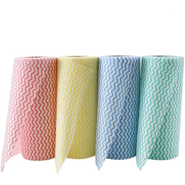 Washable Disposable Cleaning Cloths , Polyester Non Woven Kitchen Towels Use