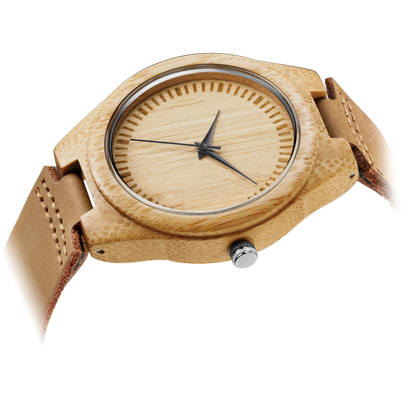 Дозор кварца дизайна моды деревянный, наручные часы бамбука движения Японии кожаного ремня