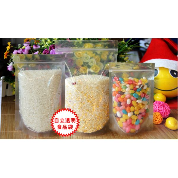 Transparent custom zipper bag stand up pouch , food bag manufacturers
