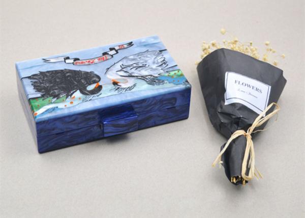 Art Gallery Style Square Clutch Bag Swan Pattern For Ladies , Personalised Acrylic Clutch