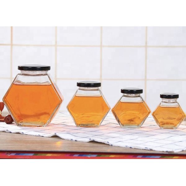 Опарникы меда шестиугольника 8 Oz с крышкой олова винта подгоняли печатание логотипа
