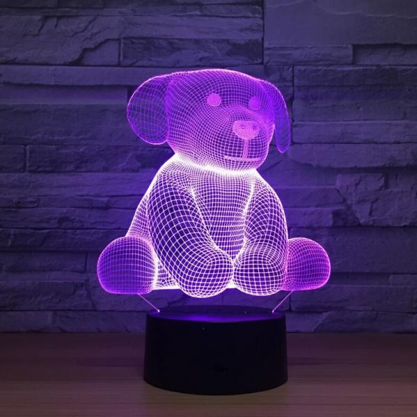 Dog 3D Night Light 7 Colors Change with Remote Timing Help Kids Fell Safe at Night or As A Gift Idea for Women or Girl