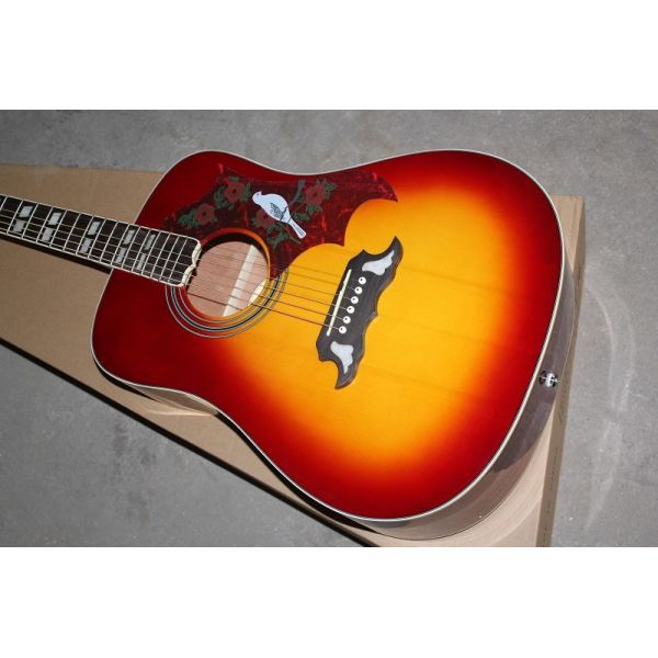 Custom Gibson 41 inch DOVE 20 frets rounded corner tobacco sunburst acoustic guitar with electric guitar's pickup