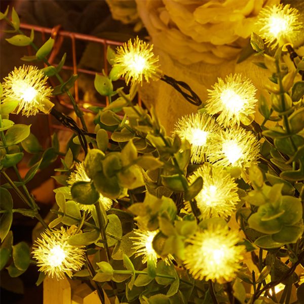 10000 Hours Working Time 5M Battery Operated Plush Ball Lights with Colorful Design