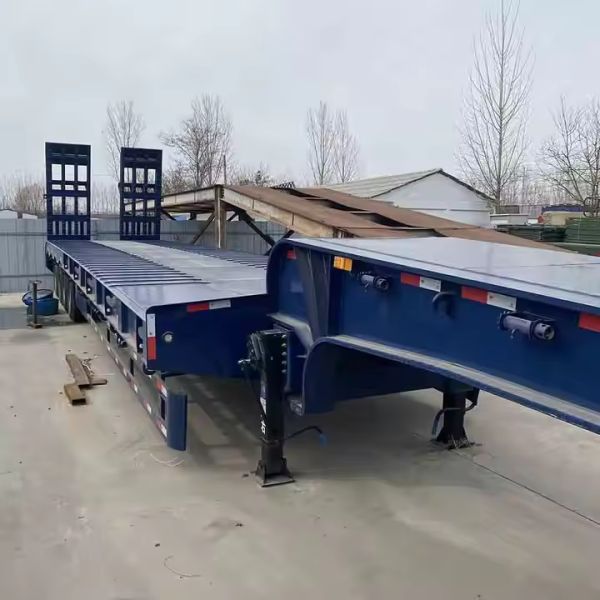 3 / 4 Axles LowBed Gooseneck Excavator Transport Low Bed Semi Trailer 100 Tons Lowbed Truck Trailer