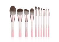 Brosse de lecture blanche rose de maquillage de couleur de gradient de Vonira 10 PCS avec le logo de marque de distributeur de fibre de maïs