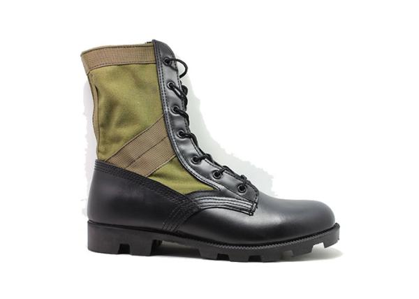 9 Inches Male Black Leather Military Jungle Boots High Molding With Breathable Mesh