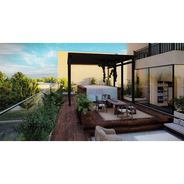 Piscine préfabriquée en plaque murale acrylique transparente personnalisée avec réservoir de filtre et conception brune