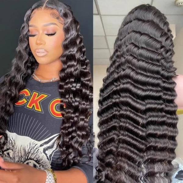 Extensões de cabelo humano para estilo duradouro Peruca frontal enrolada profunda