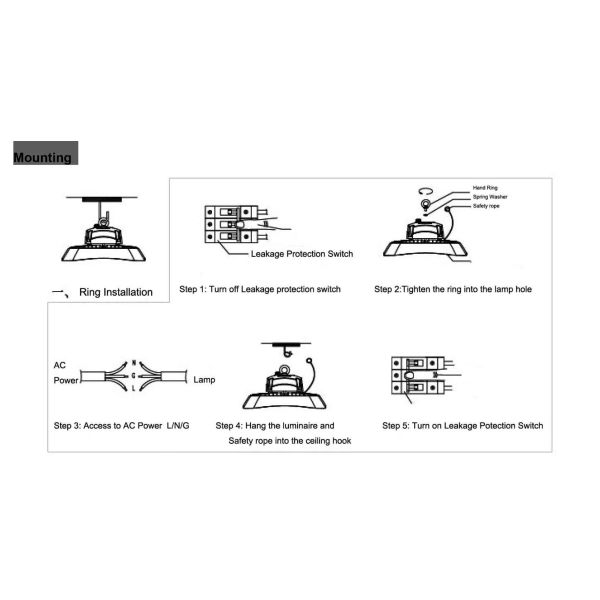 100W 150W 200W UFO High Bay Светильник с низким слепимостью UGR