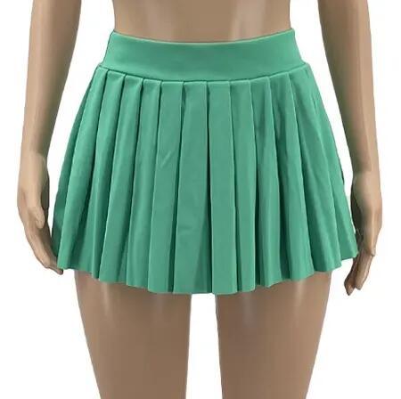 High Waist Women Fashion Dress Candy Colors Sleeveless Pleated Skirt