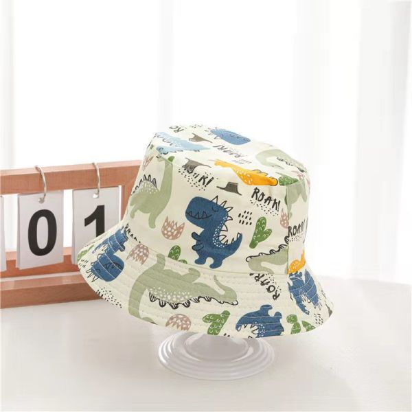 2022 Summer Plain Dyed Panama Children Cotton Cartoon Bucket Hat for Boys and Girls
