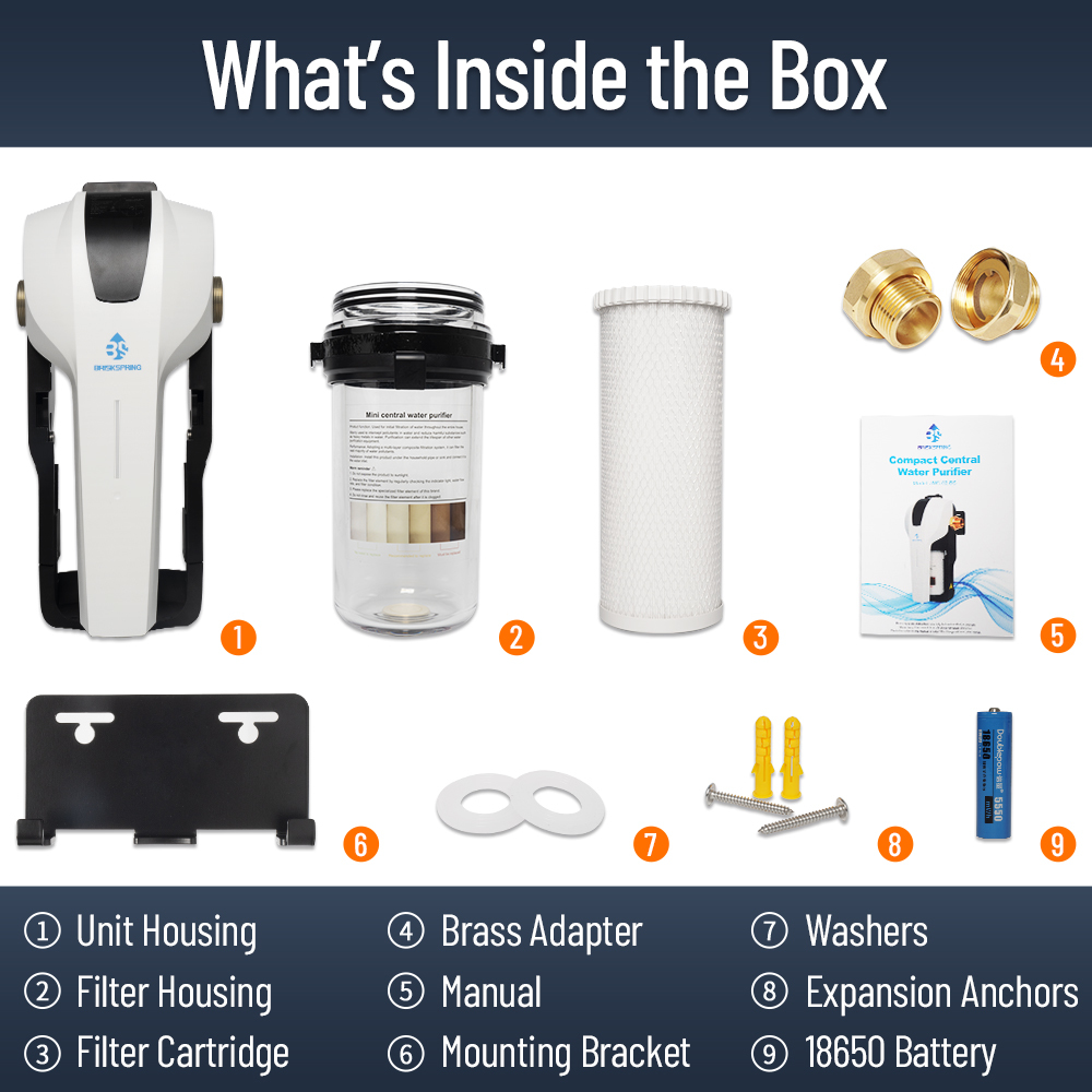 Compact Whole House Water Filter System with 15 L/min High Flow Quick Change Cartridge and Easy Cleaning Pre Filter