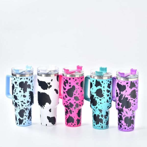 40 Oz Stainless Steel Tumbler With Handle And Straw Reusable Insulated Tumbler Travel Mug Keeps Drinks Cold For Husband Travel Office Gifts