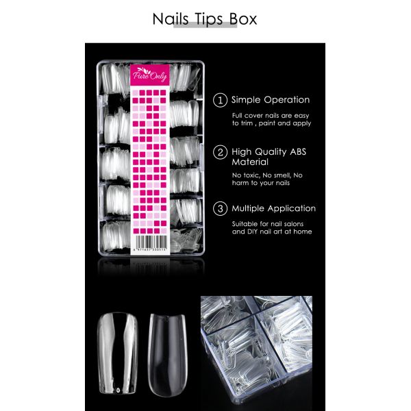 Puntas de Uñas de Gel Certificadas MSDS Almendra Forma Mediana 500Pcs Preformadas Cobertura Completa Gel Suave Puntas de Uñas Transparentes Extensiones Estilo Francés