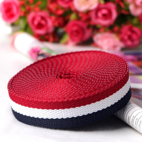 Double Face Style Tricolor Weaving Ribbon for Recycled Tricolor Holiday Nylon
