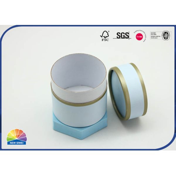Blue Customized Small Paper Gift Tube Designed Logo Matte Lamination
