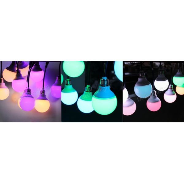 80mm Artnet Addressable Hanging E27 DMX LED Festoon RGB Pixel Light Bulb