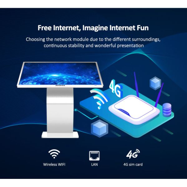 стойка пола сенсорного экрана 65 дюймов с 1080p дисплеем, дисплей киоска цифров с монитором инфракрасн андроида 4K полным HD