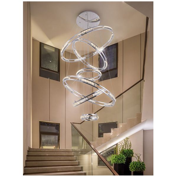 Luxury Crystal Living Room Chandelier Creative Ring Design Lobby Lamp(WH-NC-41)