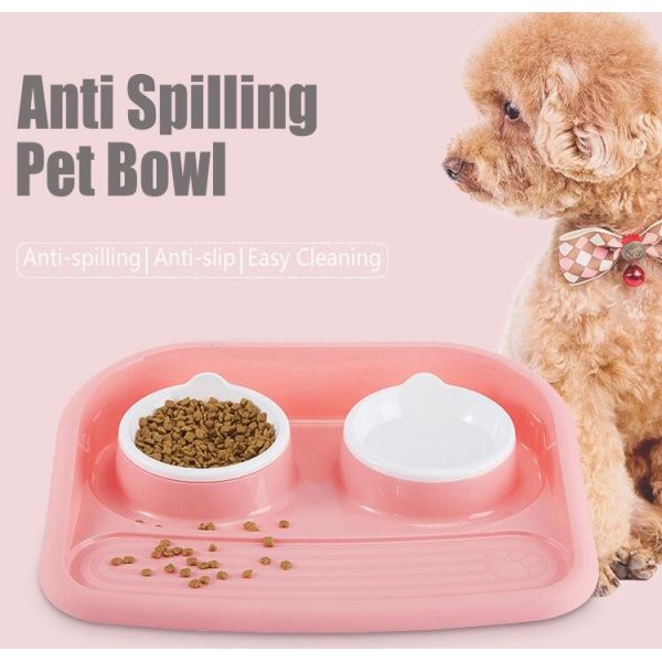 Non Slip Plastic Feeding Dishes No Spill Pet Dog Cat Double Food Water Bowl For Cat Dog, Premium Colorful Dog Water Food