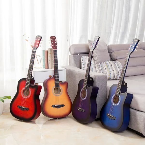 38 Inch Wood Guitar With Case and Accessories for Kids/Boys/Girls/Teens/Beginners (Black)