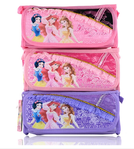 Purple / Pink Disney Princess Plush Pencil Bag with Zipper For Promotion Gifts