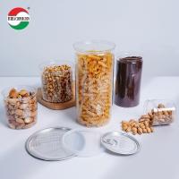 円筒形透明空プラスチック缶 正方形食品グレードPETプラスチックジャー イージーオープン蓋付き PPキャップ 食品包装用
