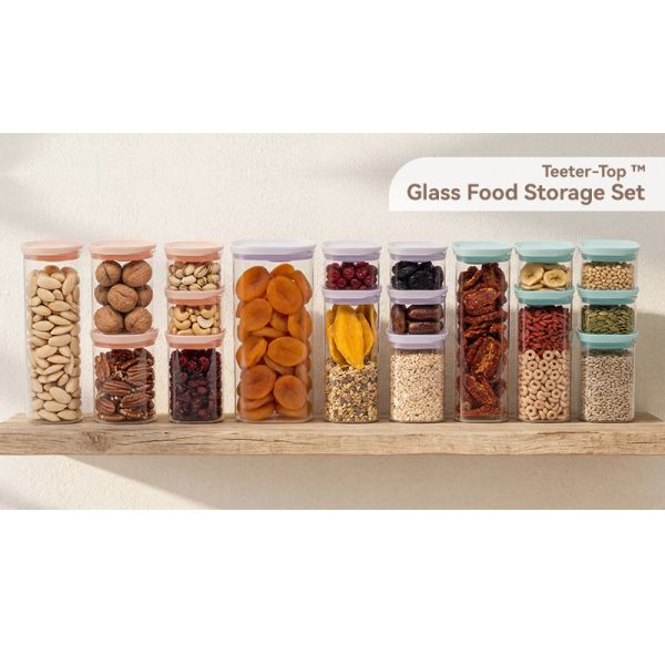 IKOO Sample Available Teeter-Top Glass Food Storage Jar