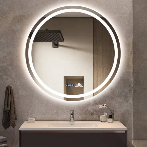 Modern Anti-Fog LED Light Touch Switch Wall-Mounted Luxury Mirror for Bathroom Decoration for Hotels Apartments Villas IP44