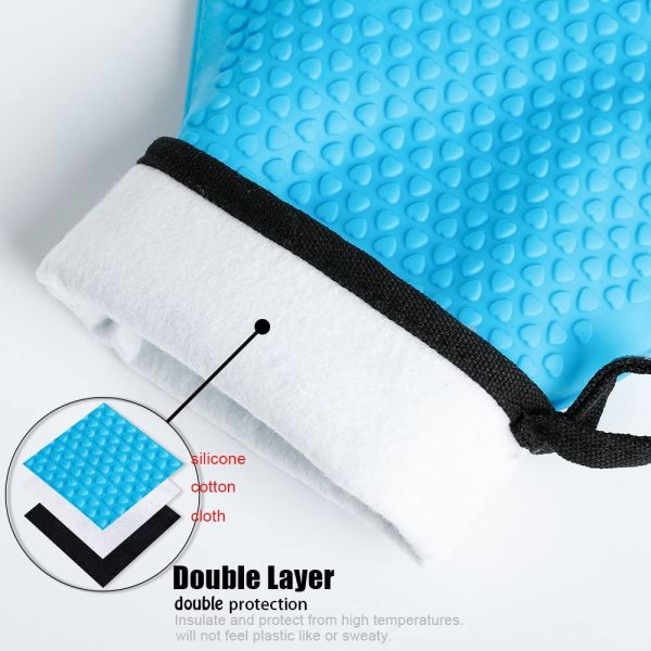 Double Oven Mitts for Kitchen Cooking BBQ Baking Heat Resistant Silicone Hand Gloves