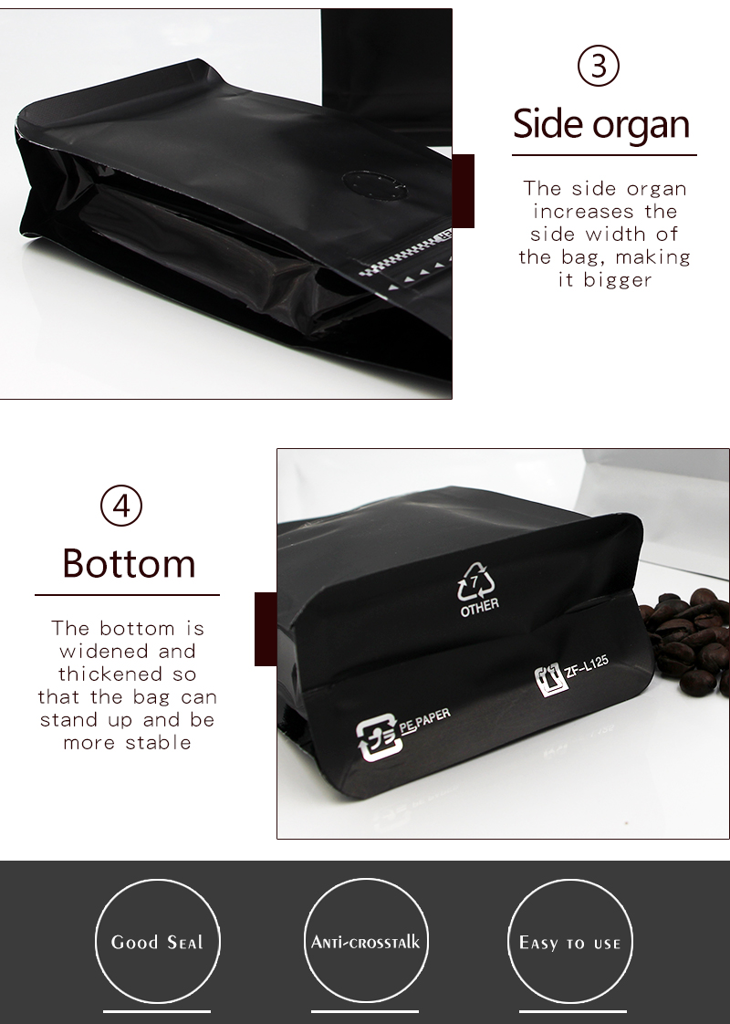 мешок кофе молнии емкости 70g-1kg плоский нижний упаковывая с клапаном дегазирования воздуха