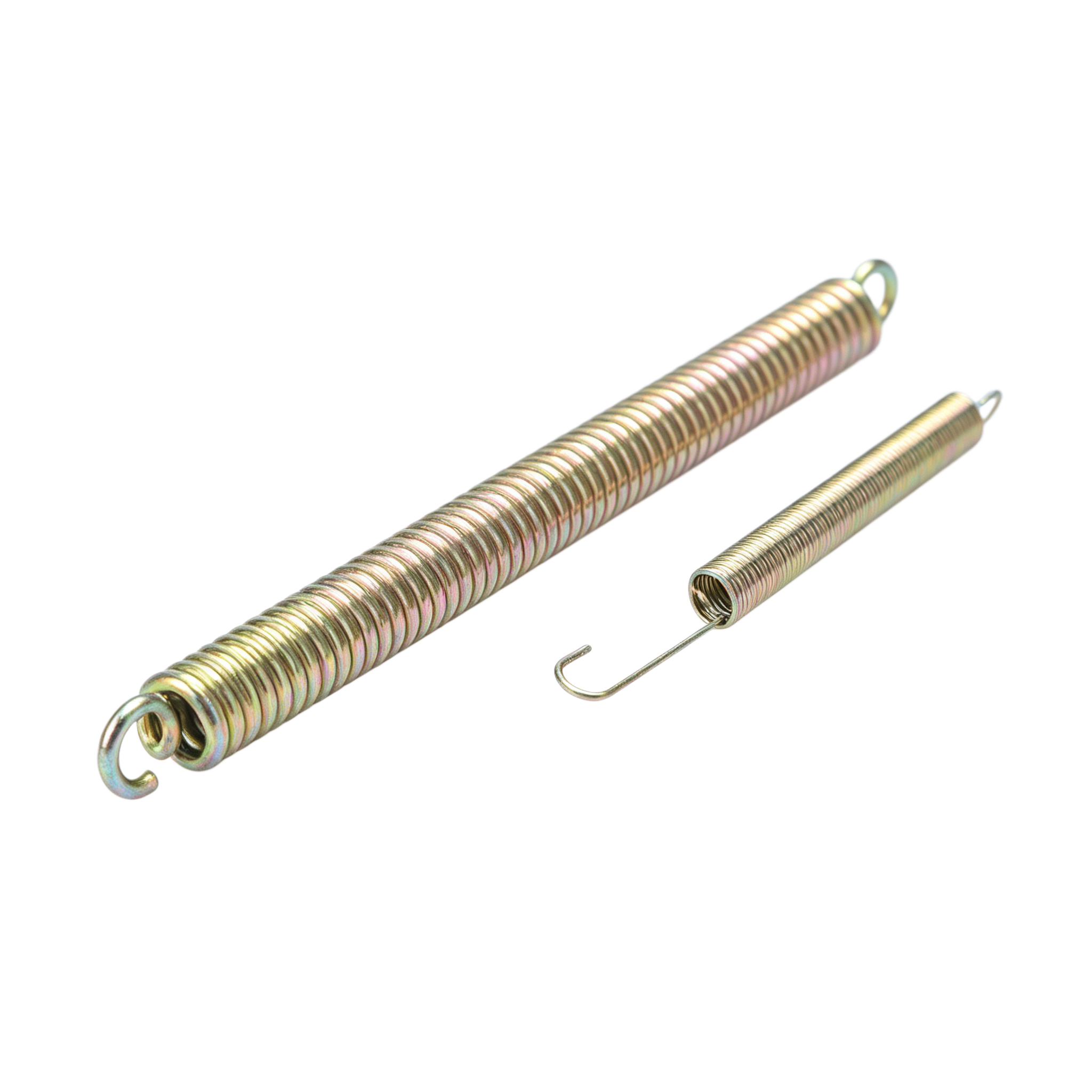 Custom Yellow Zinc Plated Extension Spring with Extended Hook Design and High Strength Spring Steel